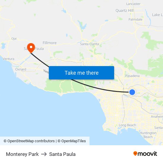 Monterey Park to Santa Paula map