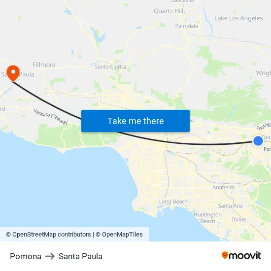 Pomona to Santa Paula map