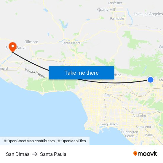 San Dimas to Santa Paula map