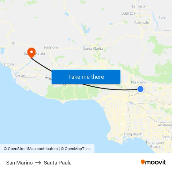 San Marino to Santa Paula map