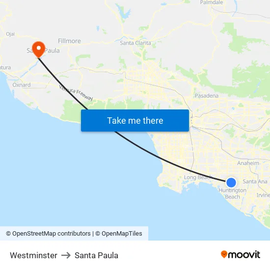 Westminster to Santa Paula map