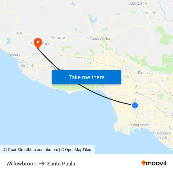 Willowbrook to Santa Paula map