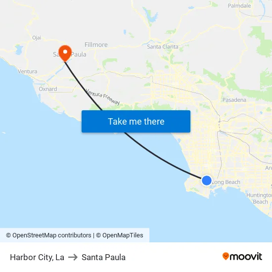 Harbor City to Santa Paula map
