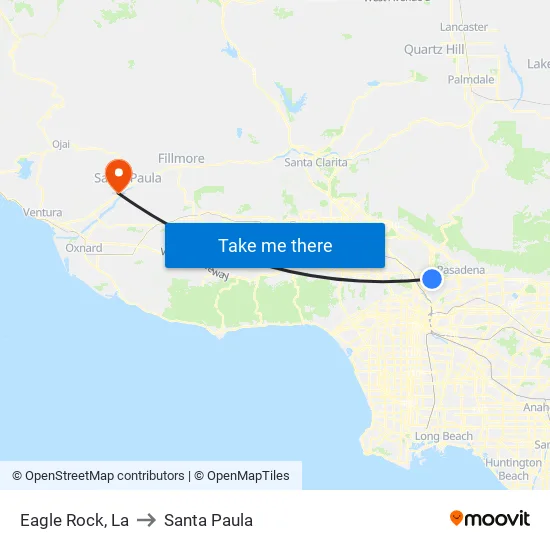 Eagle Rock to Santa Paula map