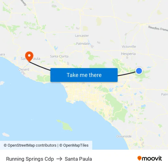 Running Springs Cdp to Santa Paula map