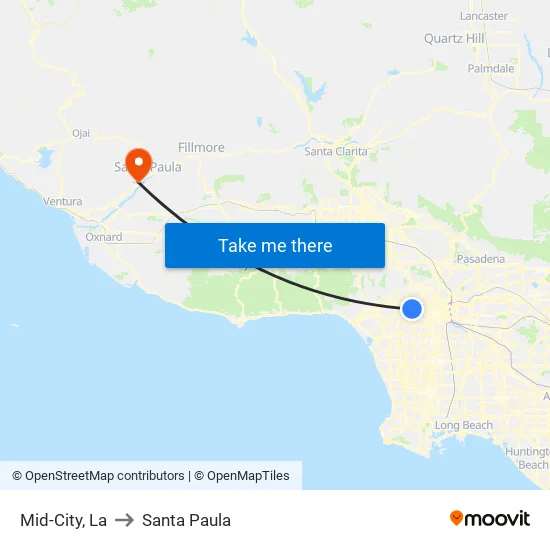 Mid-City to Santa Paula map