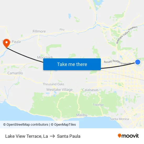 Lake View Terrace to Santa Paula map