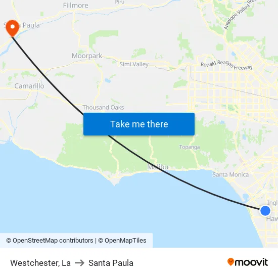 Westchester to Santa Paula map