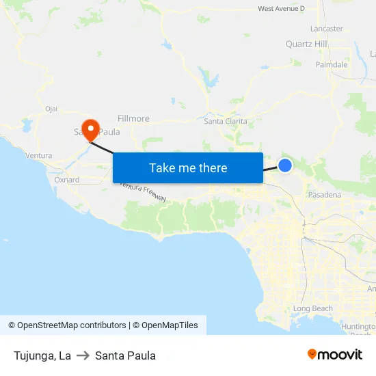 Tujunga to Santa Paula map