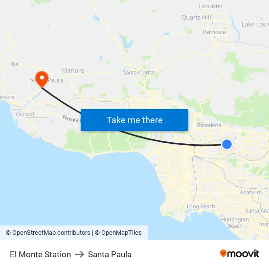 El Monte Station to Santa Paula map