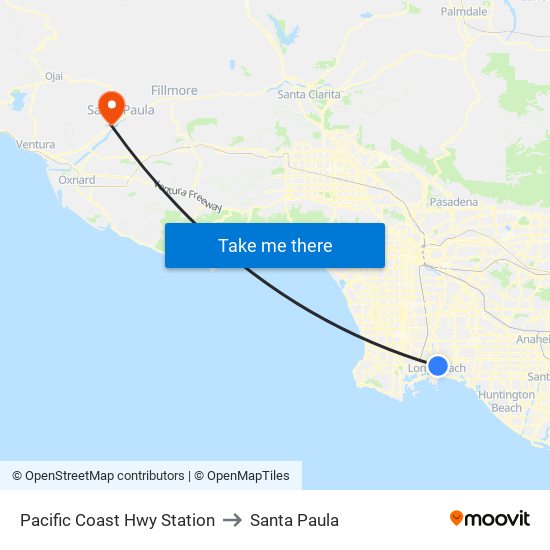 Pacific Coast Hwy Station to Santa Paula map