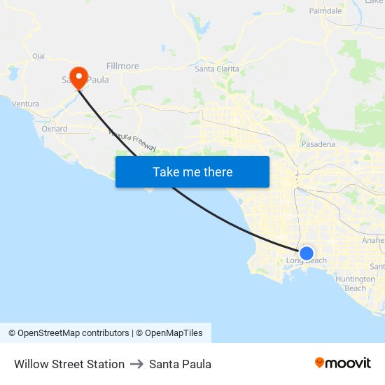 Willow Street Station to Santa Paula map