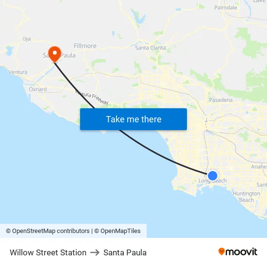 Willow Street Station to Santa Paula map