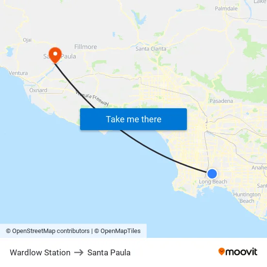 Wardlow Station to Santa Paula map