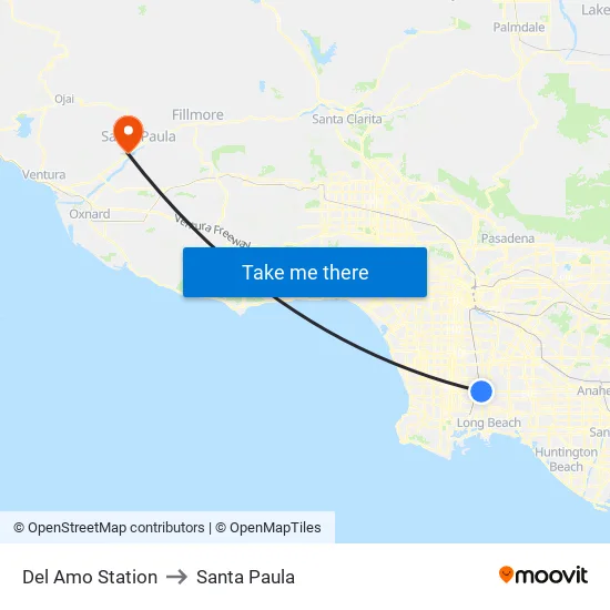 Del Amo Station to Santa Paula map