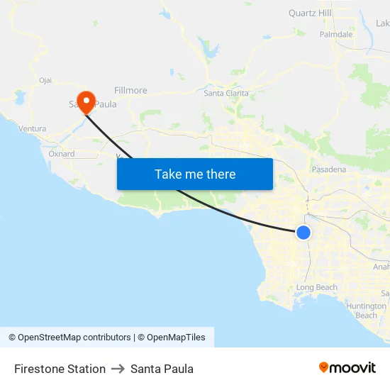 Firestone Station to Santa Paula map