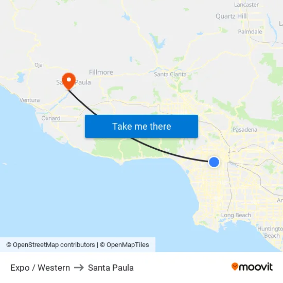 Expo / Western to Santa Paula map