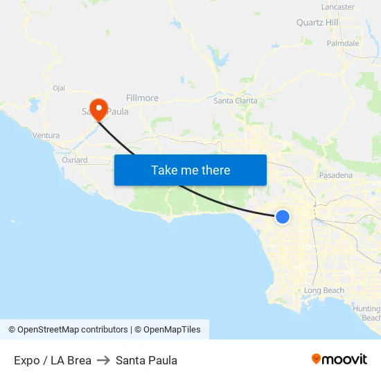 Expo / LA Brea to Santa Paula map
