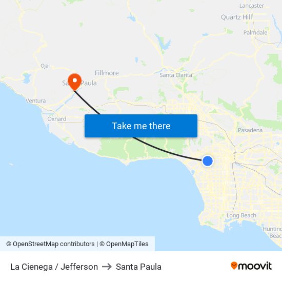 La Cienega / Jefferson to Santa Paula map