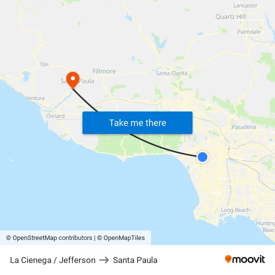 La Cienega / Jefferson to Santa Paula map