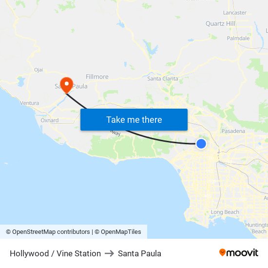 Hollywood / Vine Station to Santa Paula map