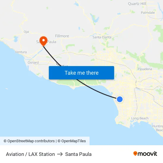 Aviation / LAX Station to Santa Paula map