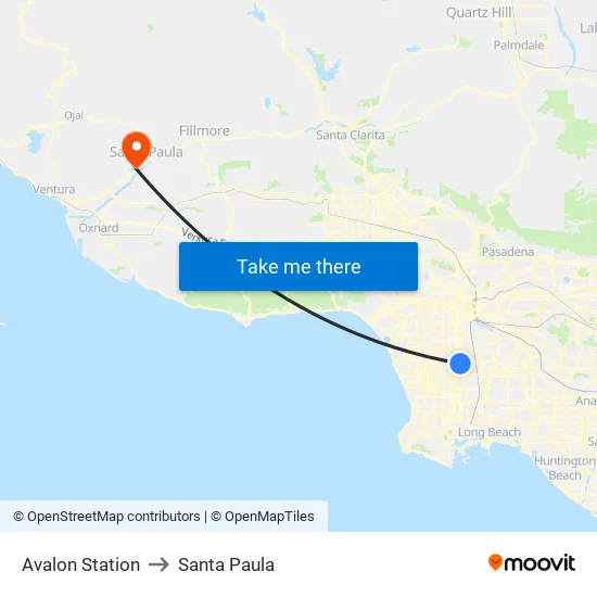 Avalon Station to Santa Paula map