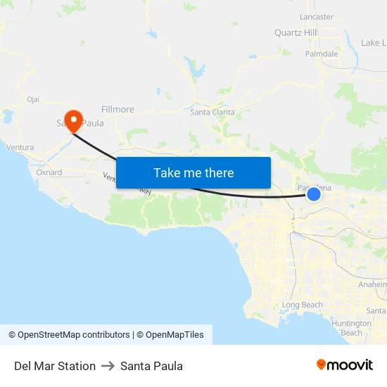 Del Mar Station to Santa Paula map