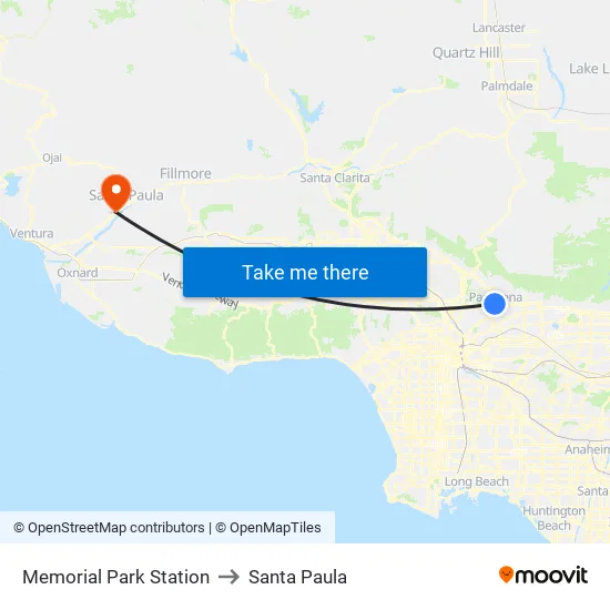 Memorial Park Station to Santa Paula map