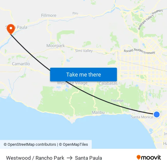 Westwood / Rancho Park to Santa Paula map