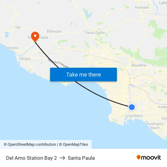 Del Amo Station Bay 2 to Santa Paula map