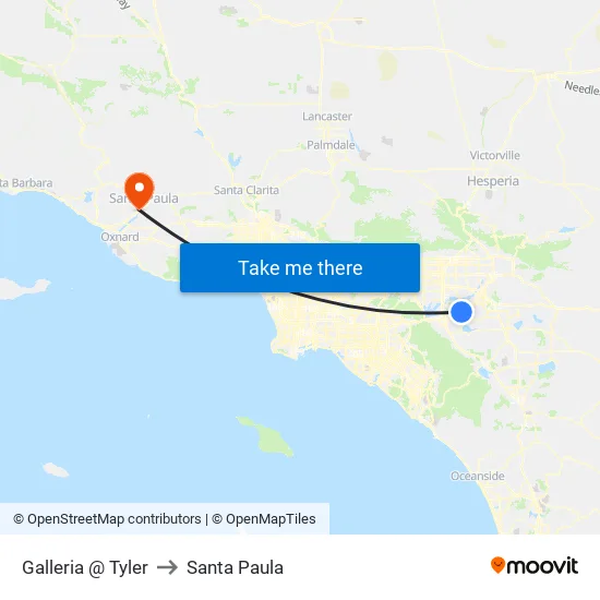 Galleria @ Tyler to Santa Paula map