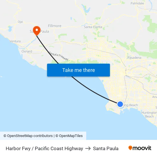Harbor Fwy / Pacific Coast Highway to Santa Paula map