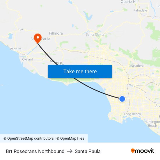 Rosecrans Northbound to Santa Paula map