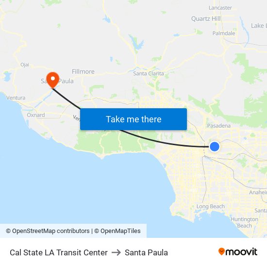 Cal State LA Transit Center to Santa Paula map