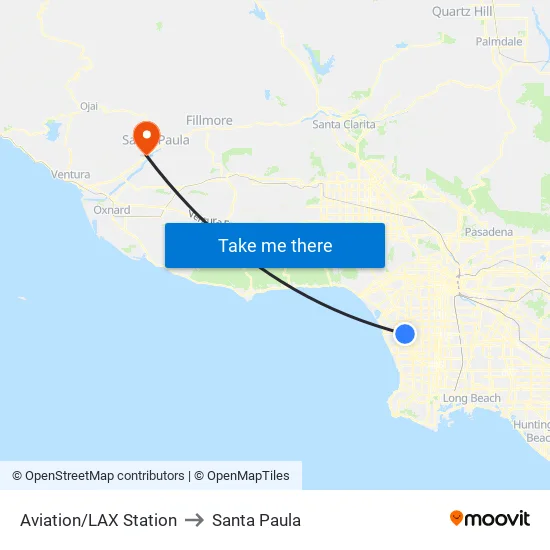 Aviation/LAX Station to Santa Paula map