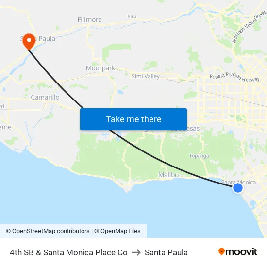 4th SB & Santa Monica Place Co to Santa Paula map