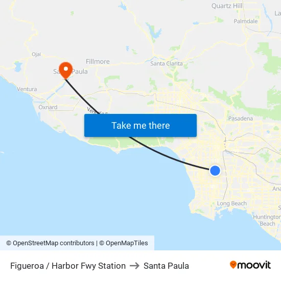 Figueroa / Harbor Fwy Station to Santa Paula map