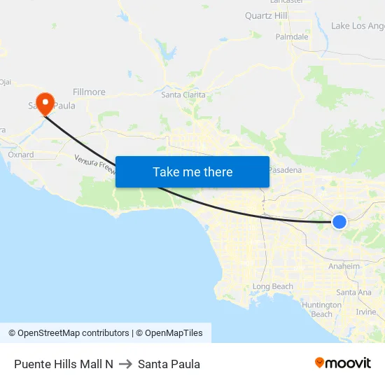 Puente Hills Mall N to Santa Paula map