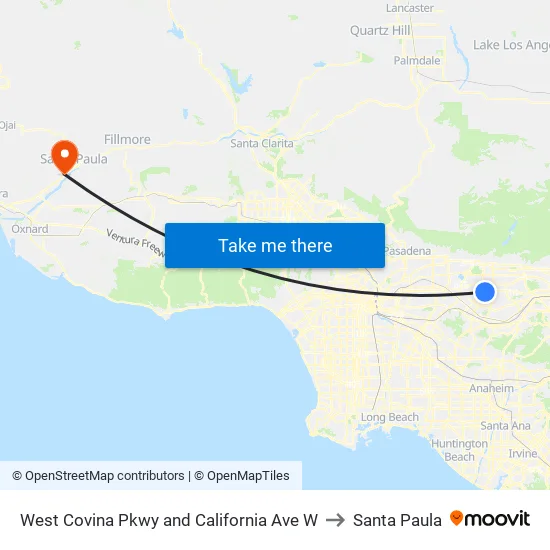West Covina Pkwy and California Ave W to Santa Paula map