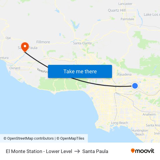 El Monte Station - Lower Level to Santa Paula map