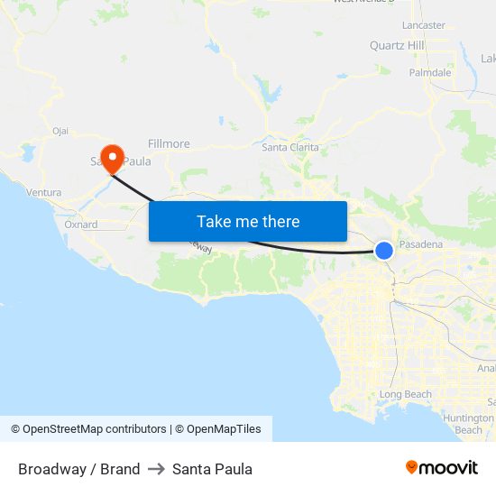Broadway / Brand to Santa Paula map