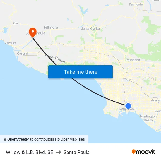 Willow & Long Beach Blvd SE to Santa Paula map