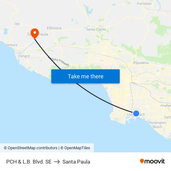 PCH & Long Beach Blvd SE to Santa Paula map