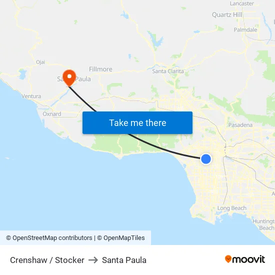 Crenshaw / Stocker to Santa Paula map