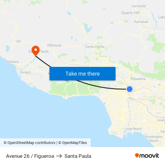 Avenue 26 / Figueroa to Santa Paula map