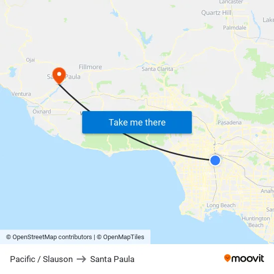 Pacific / Slauson to Santa Paula map