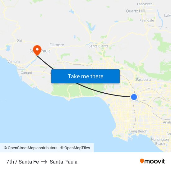 7th / Santa Fe to Santa Paula map