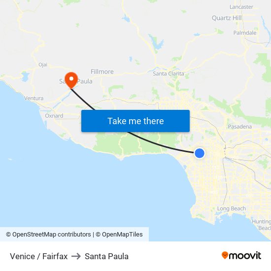 Venice / Fairfax to Santa Paula map