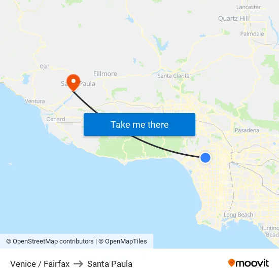 Venice / Fairfax to Santa Paula map